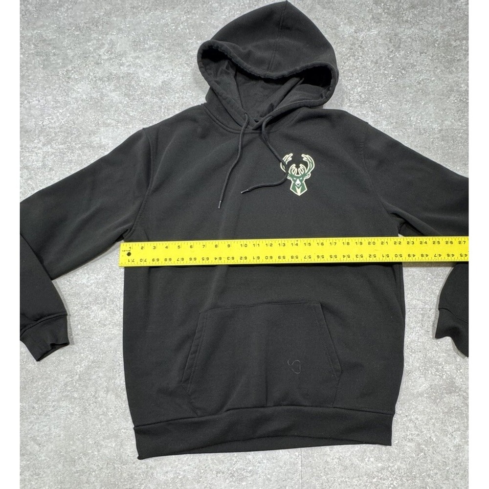 NBA Milwaukee Bucks Mens Full Zip Black Hooded Sweatshirt Size L/XL Authentic - Picture 3 of 9
